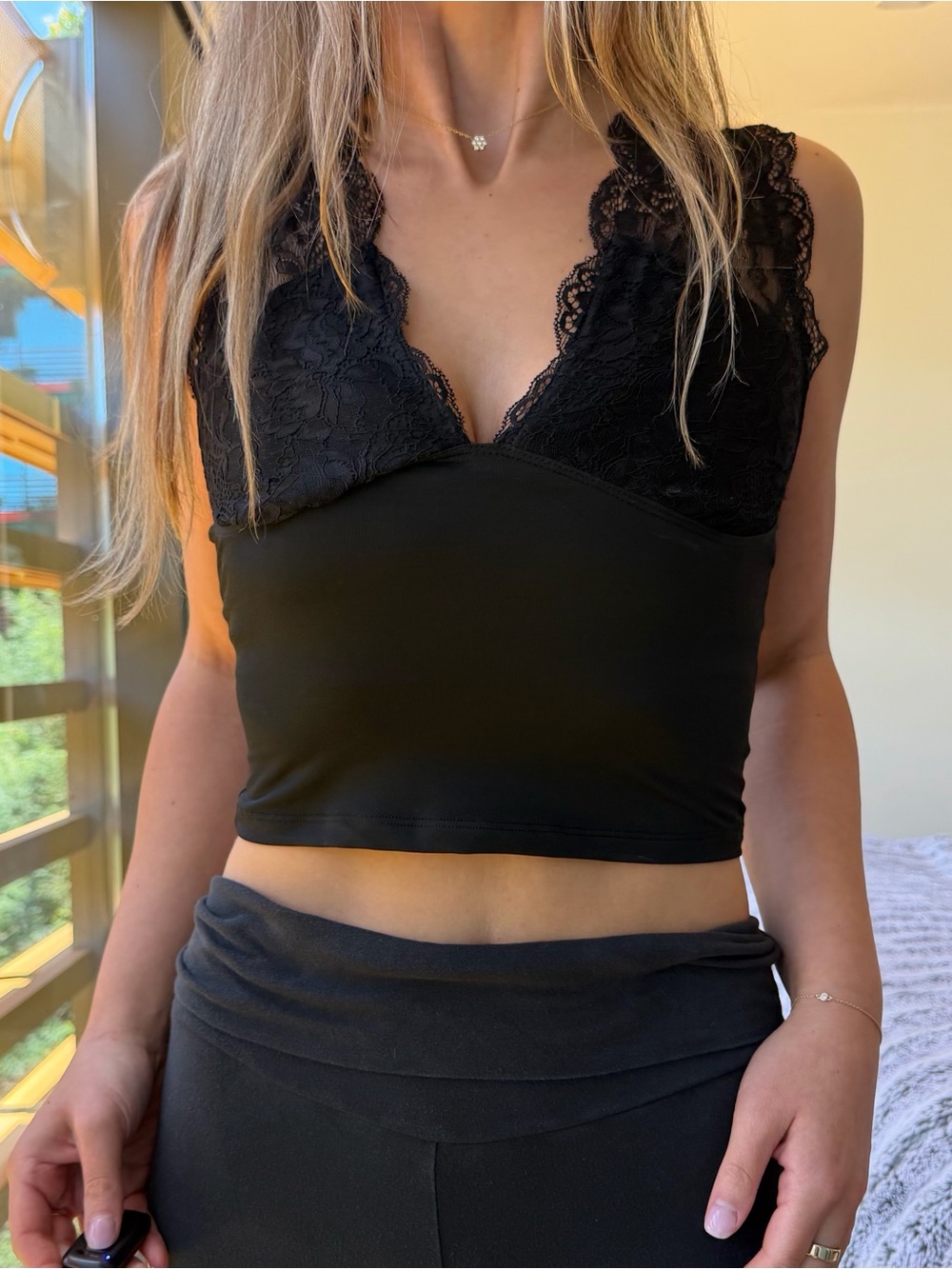 Princess Polly Black Lace Top